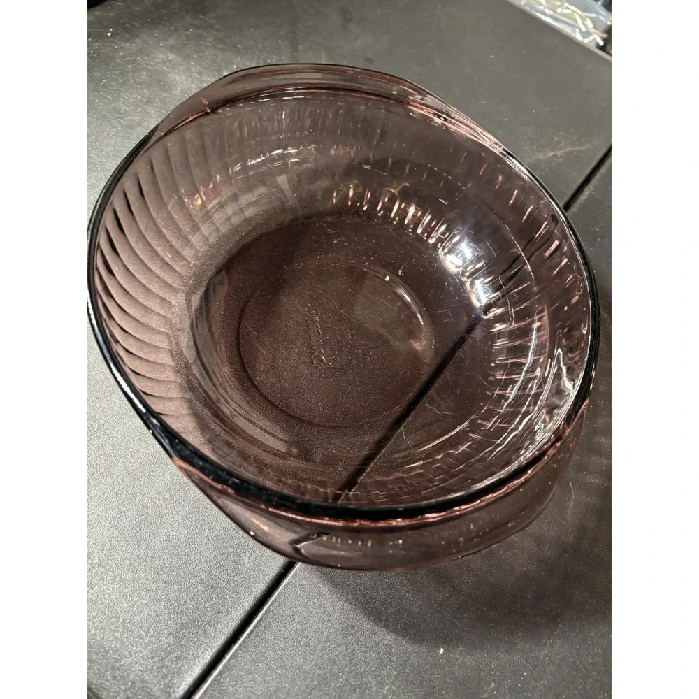 VTG Pyrex Visions Cranberry Casserole Dish Round 2 Qt 024 S - NO LID‎